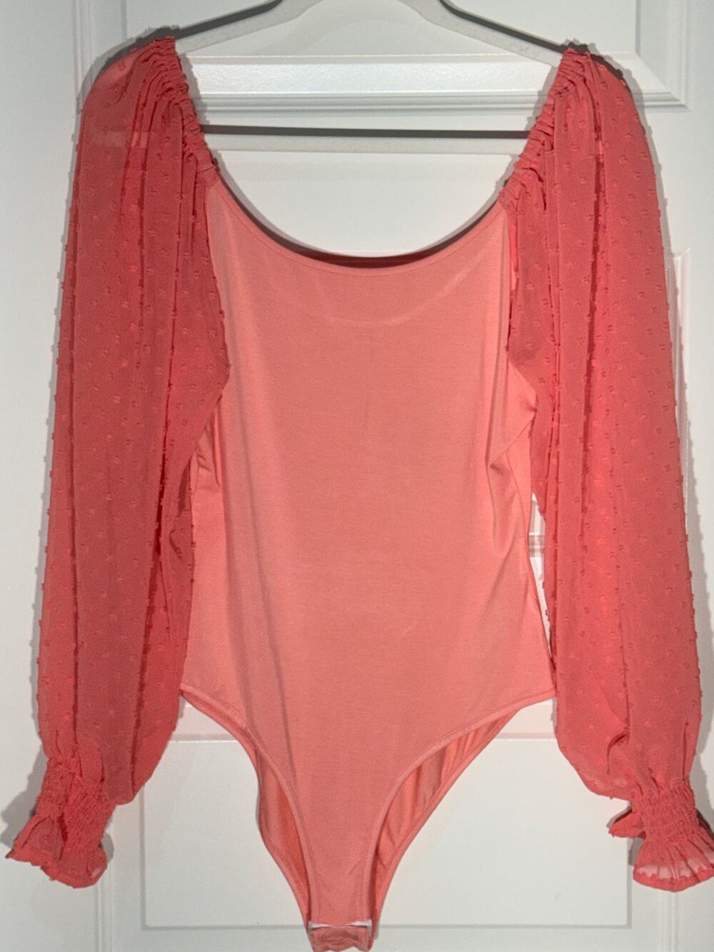 Zeagoo Coral Long Puff Sleeve Bodysuit, Women's Size M